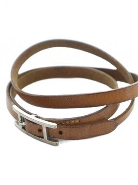 Hermes ck Bracelet Accessories Leather Logo Brown GY18 MQ OH